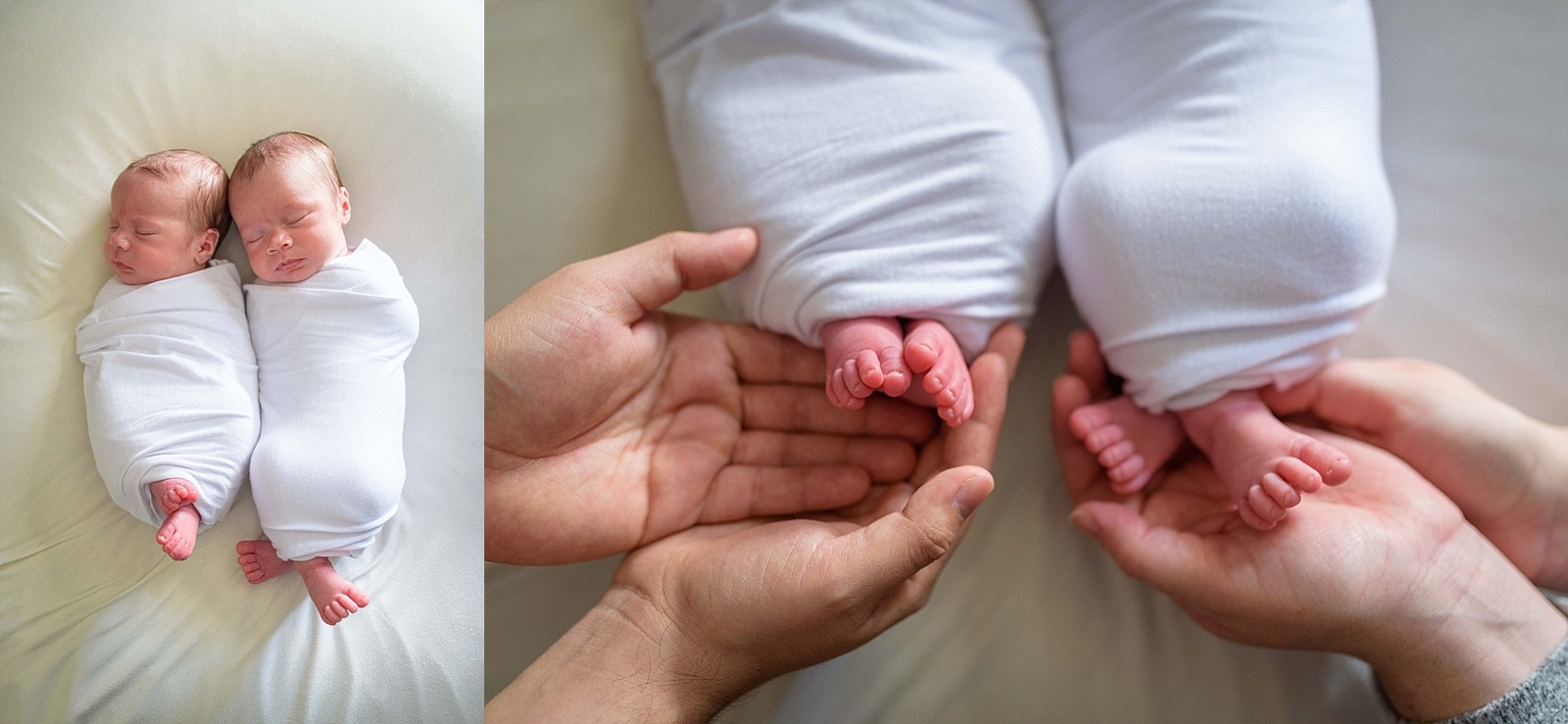 Lifestyle twin newborn photography - baby toes
