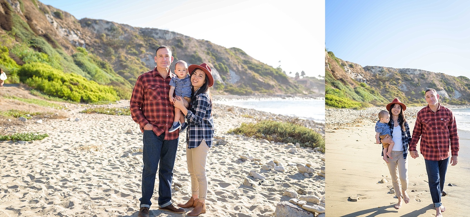 Family dressed in flannel for photoshoot